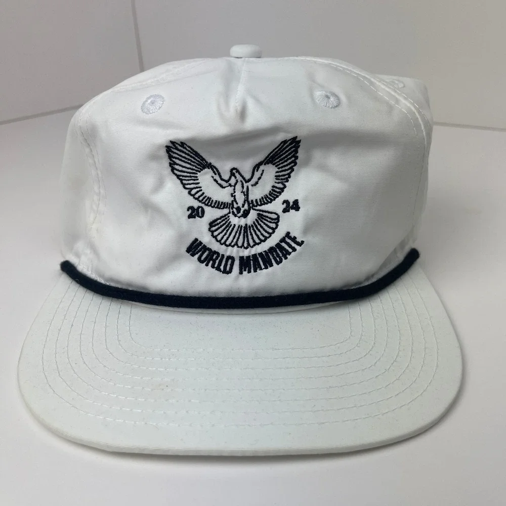 Decky Hat Unisex OSFM 6032 White World Mandate 2024 Dove Rope EUC